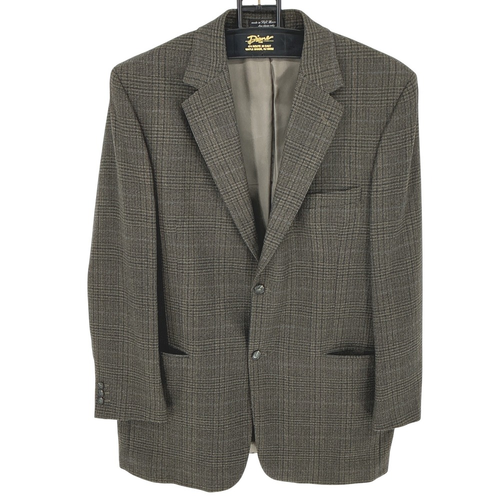Gianfranco Ruffini Mens Lambswool Sport Coat Blazer‎ Jacket Glen Plaid Brown L46